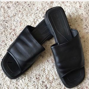 Montego Bay leather mule Sandler with stacked heel